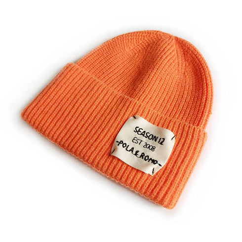 Cloth logo embroidery letter flanging knit cap 17.32-19.68 inches